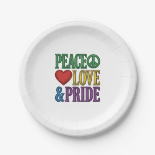 Peace Love Pride Vintage Engraving Vector Design_1 Paper Plate
