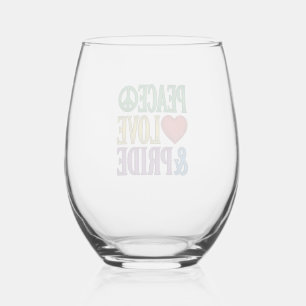 Peace Love Pride Vintage Engraving Vector Design_1 Stemless Wine Glass