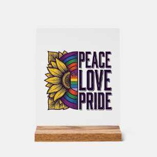 Peace Love Pride Vintage Flower Vector Shirt_1 Acrylic Sign