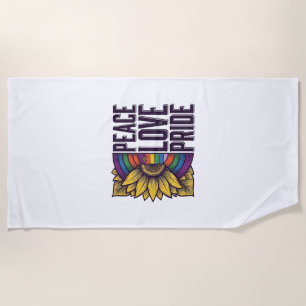 Peace Love Pride Vintage Flower Vector Shirt_1 Beach Towel