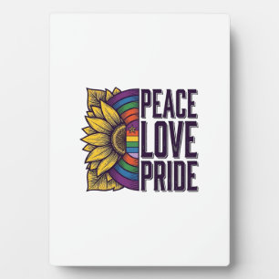 Peace Love Pride Vintage Flower Vector Shirt_1 Plaque