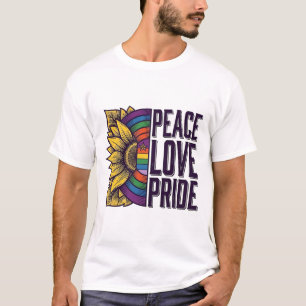 Peace Love Pride Vintage Flower Vector Shirt_1 T-Shirt