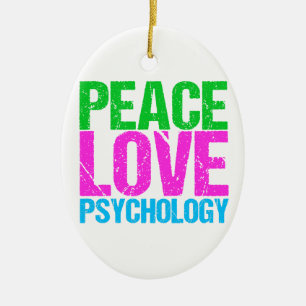 Peace Love Psychology Cute Ceramic Tree Decoration