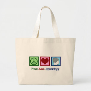 Peace Love Psychology Cute Psychologist Large Tote Bag