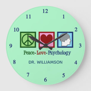 Peace Love Psychology Cute Psychologist Office Large Clock