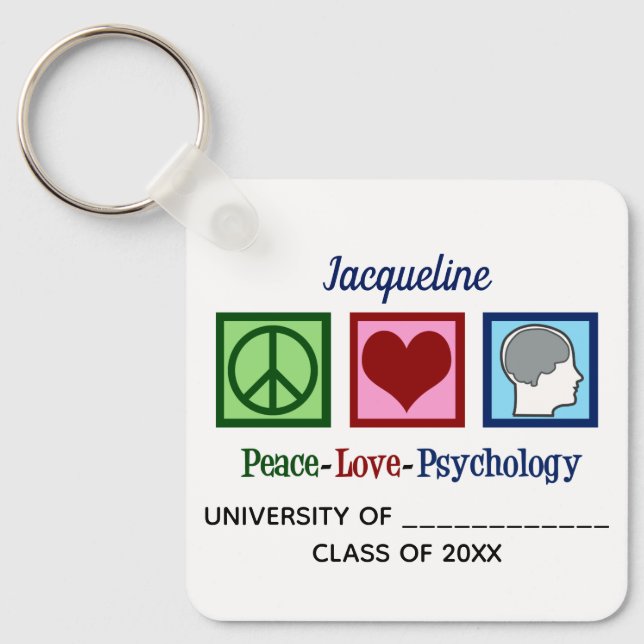 Peace Love Psychology Major Cute Custom Graduation Key Ring (Front)