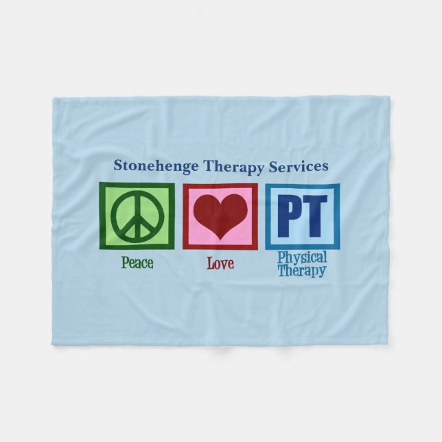 Peace Love PT Physical Therapy Fleece Blanket (Front (Horizontal))