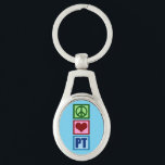 Peace Love PT Physical Therapy Key Ring<br><div class="desc">A cute Christmas physical therapist gift featuring a pretty green peace sign,  red heart,  and the PT in blue for physical therapy. Buy this present for your favourite physical therapist.</div>