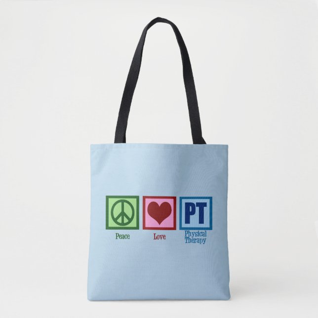 Peace Love PT Physical Therapy Tote Bag (Front)