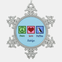 Peace Love Puffins Cute Custom Blue Puffin