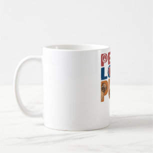 Peace Love Pug Dog Lover For Women Men, Pet Lover, Coffee Mug