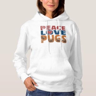 Peace Love Pug Dog Lover For Women Men, Pet Lover, Hoodie