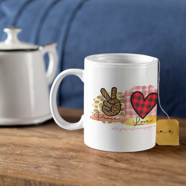 Peace Love Pug Pet Dog Breed Valentine's Day Quote Coffee Mug (Creator Uploaded)