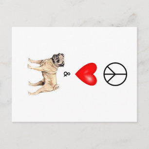 Peace, Love & Pug Postcard