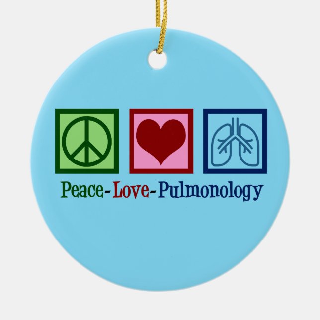 Peace Love Pulmonology Ceramic Tree Decoration (Front)