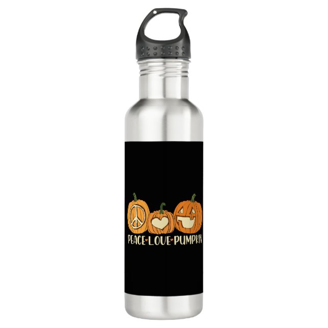 Peace Love Pumpkin Halloween 710 Ml Water Bottle (Front)