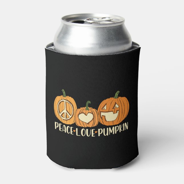 Peace Love Pumpkin Halloween Can Cooler (Can Front)