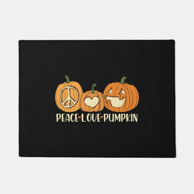 Peace Love Pumpkin Halloween Doormat (Front)