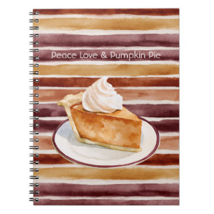 Peace Love & Pumpkin Pie Burgundy Peach Stripes Notebook