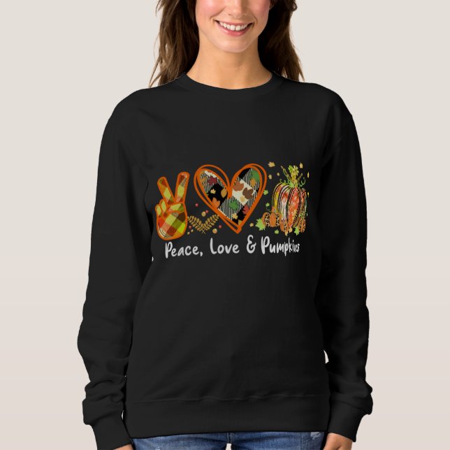 Peace Love Pumpkins for Thanksgiving Leopard & Buf Sweatshirt (Front)