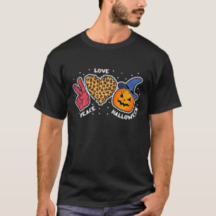 Peace Love Pumpkin's Leopard Print Funny Halloween T-Shirt