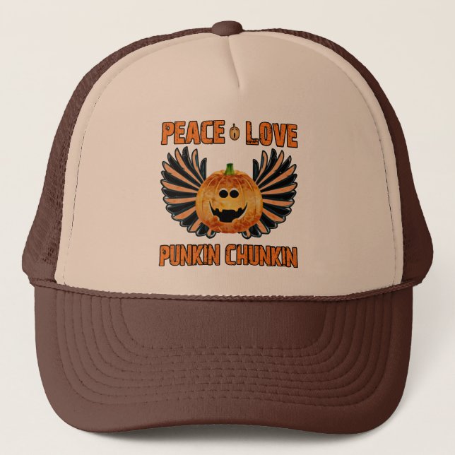 Peace Love Punkin Chunkin Trucker Hat (Front)