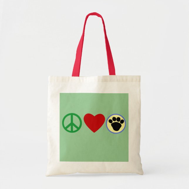 Peace Love Puppy Paws T shirts, Gifts Tote Bag (Front)