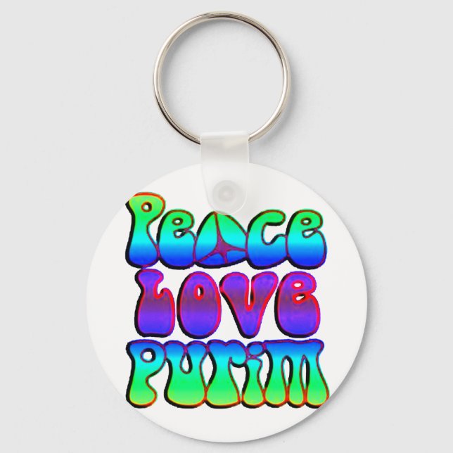Peace Love Purim Key Ring (Front)