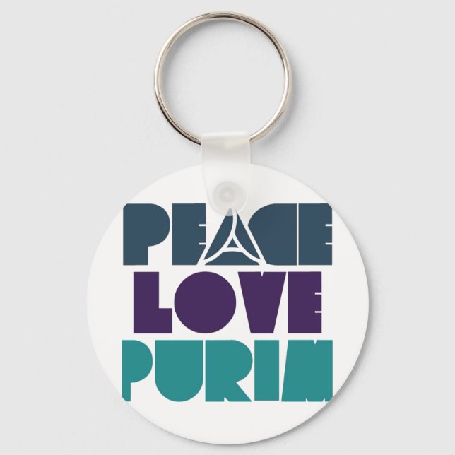 Peace Love Purim Key Ring (Front)