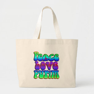 Peace Love Purim Large Tote Bag