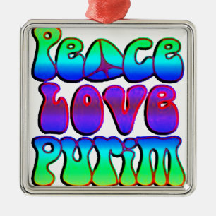 Peace Love Purim Metal Tree Decoration