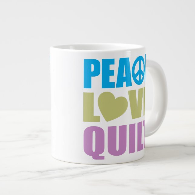 Peace Love Quilt Large Coffee Mug (Front Right)