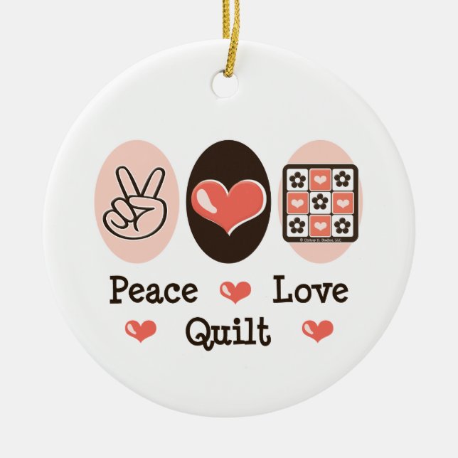 Peace Love Quilt Ornament (Front)