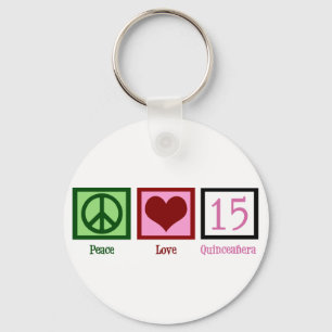 Peace Love Quinceañera Key Ring