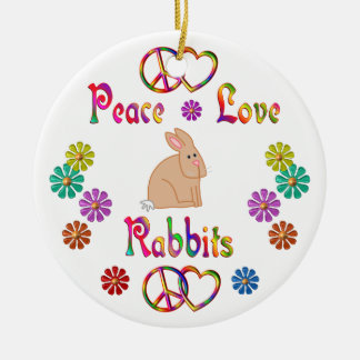 PEACE LOVE RABBITS CERAMIC TREE DECORATION
