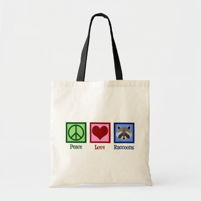 Peace Love Raccoons Tote Bag (Front)