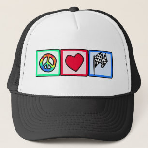 Peace, Love, Racing Trucker Hat