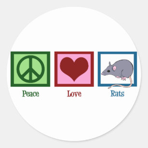 Peace Love Rats Classic Round Sticker