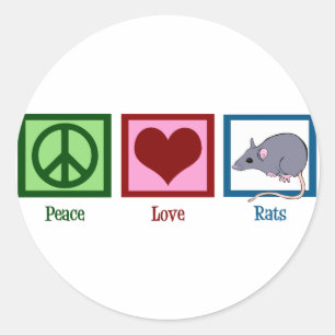 Peace Love Rats Classic Round Sticker