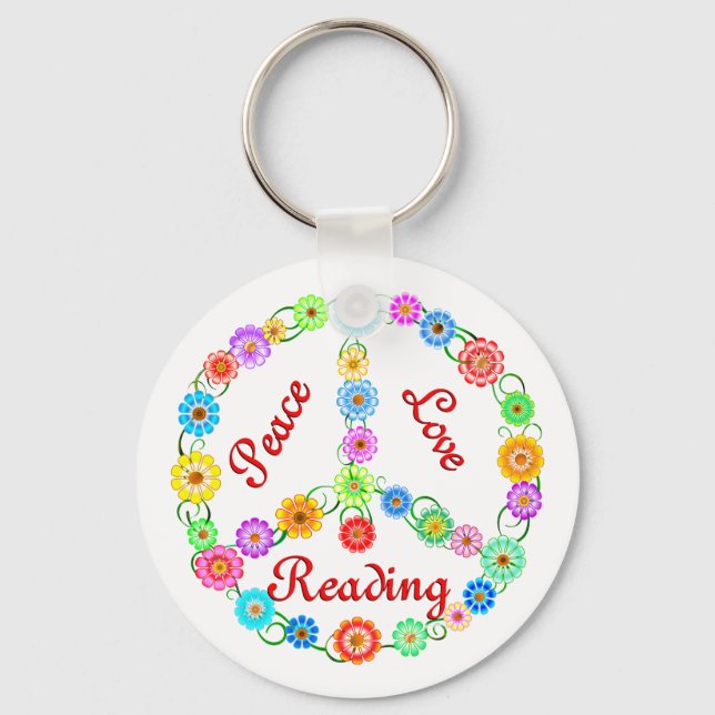 Peace Love Reading Key Ring (Front)