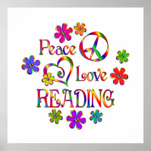 Peace Love Reading Poster