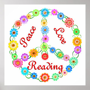 Peace Love Reading Poster