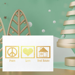 Peace Love Real Estate Company Upscale Custom Gold Foil Card