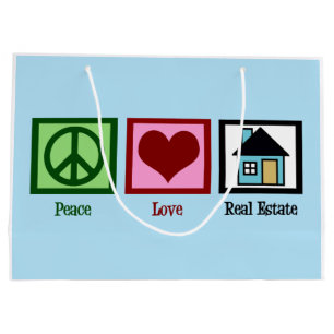 Peace Love Real Estate Large Gift Bag