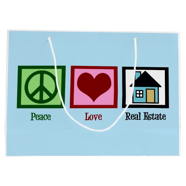 Peace Love Real Estate Large Gift Bag (Back)