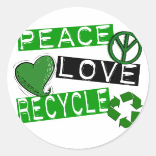 PEACE LOVE RECYCLE 1 T-Shirts & Gifts Classic Round Sticker