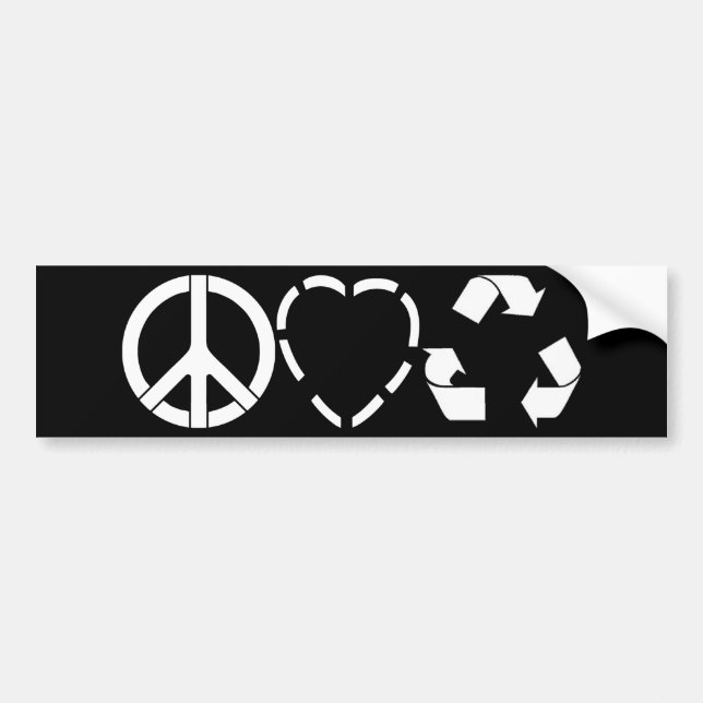 Peace Love Recycle Bumper Sticker (Front)