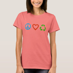 Peace Love Recycle T-Shirt - many colours & styles