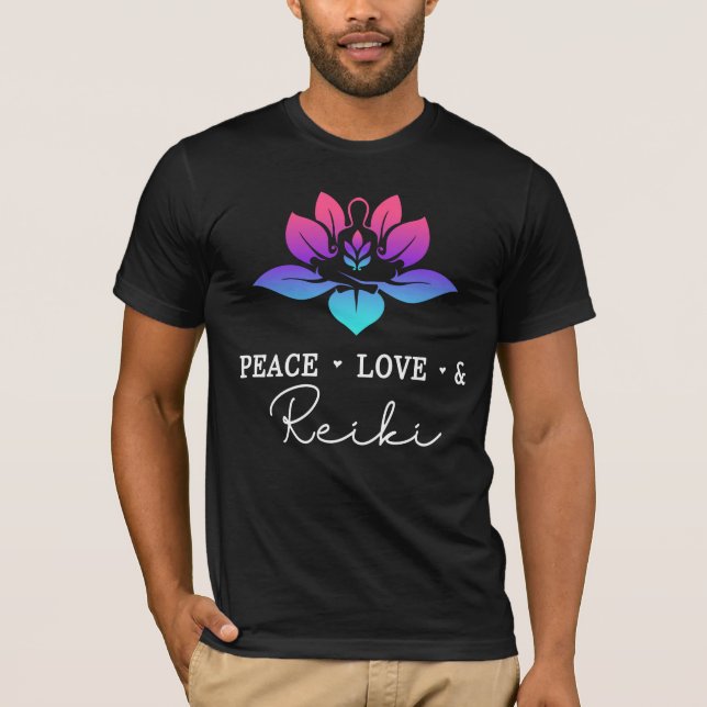 Peace Love Reiki Chakra Spiritual Meditation T-Shirt (Front)