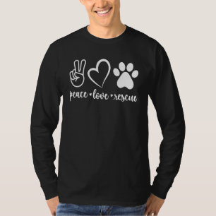 Peace Love Rescue Animal Dog Cat Paw Veterinarian T-Shirt
